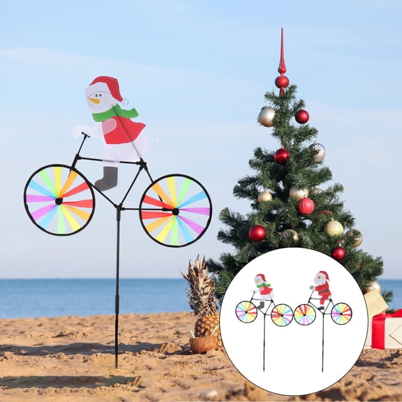 ORDDIART 2Pcs Christmas Bicycle Spinners Garden Windmill Multi Colored for Outdoor Use