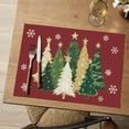 thumbnail image 2 of mubwai Red Xmas Trees Vinyl Christmas Placemats Set of 6, 12x18 Inch Washable Plastic Non-Slip Woven Winter Table Mats for Party Kitchen Dining Decor, 2 of 7