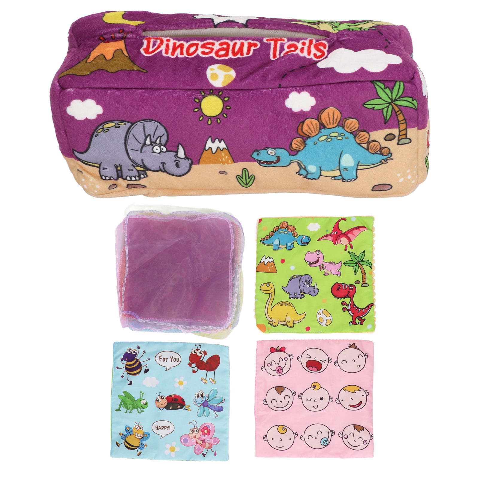 Domqga Baby Tissue Box,Baby Tissue Box Improve Sensory Skills Safe Fun Plush Sensory Tissue Box