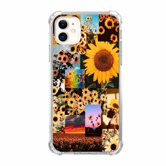 Sunflower Collage Case for iPhone 12 ,Aesthetic Art Design Pattern TPU Shock Proof Cover Case
