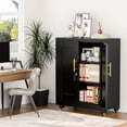 thumbnail image 3 of Modern Metal Accent Storage Cabinet with Doors and 2 Adjustable Shelves for Bathroom Home Office Living Room, 3 of 6