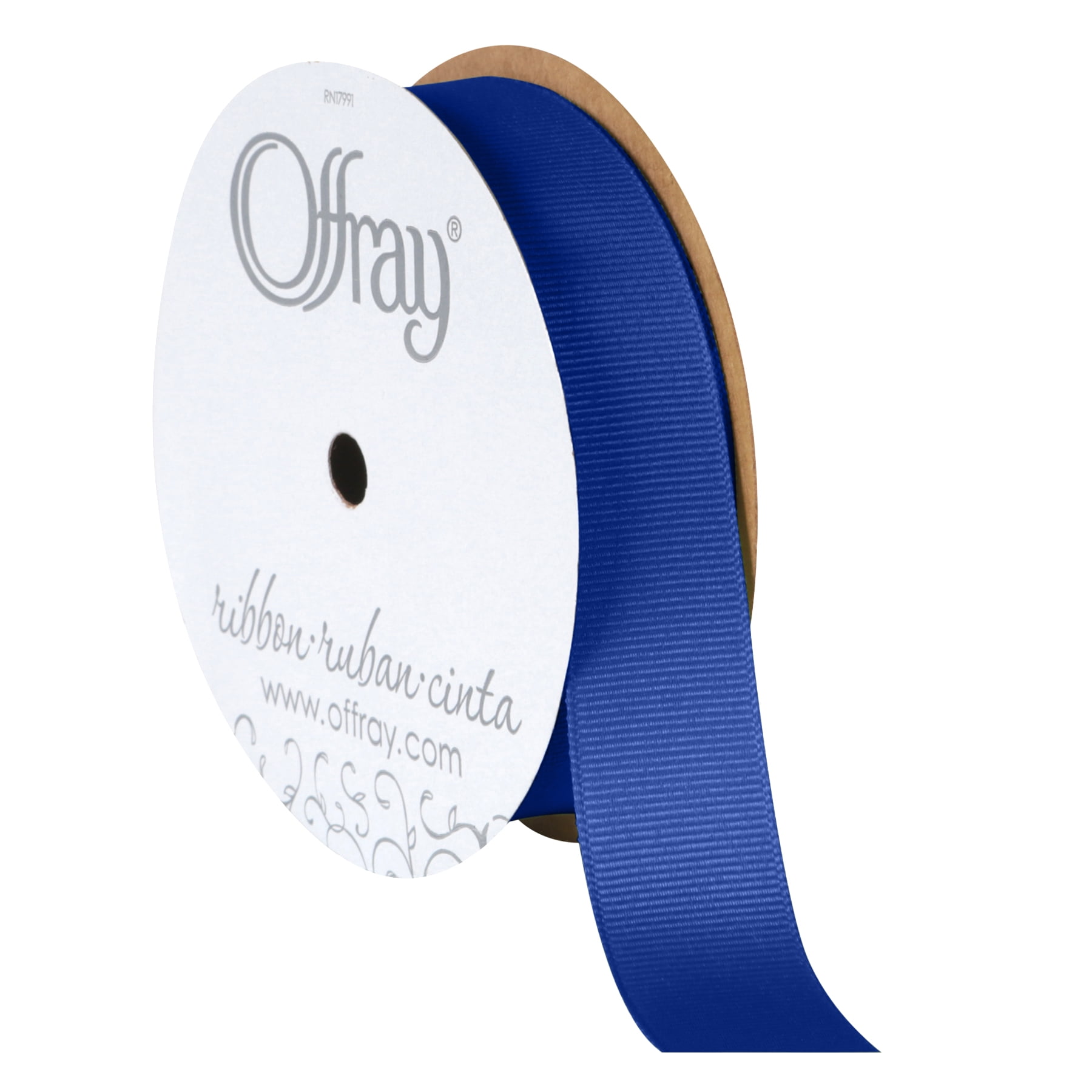 Offray Ribbon, Century Blue 7/8 inch Grosgrain Polyester Ribbon, 18 feet
