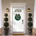 thumbnail image 5 of Eveokoki Happy Saint Patrick‘s Day Wooden Front Door Sign Rustic Round Wreath Wall Hanger Porch Decor Spring and Summer Farmhouse Decoration Housewarming Gift 12 Inches, 5 of 5