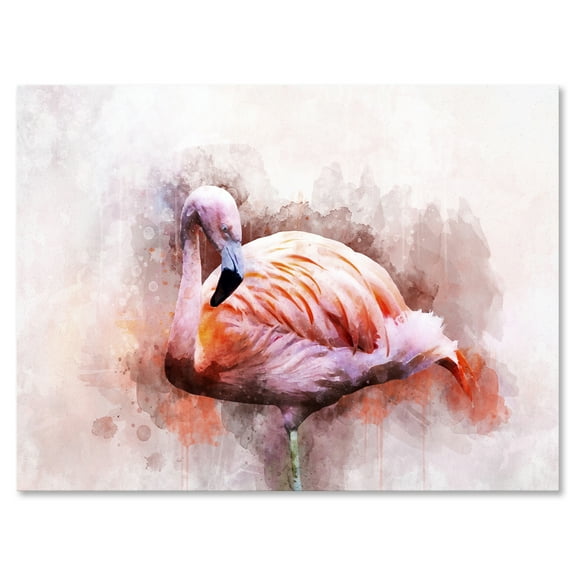 Designart ' Abstract Portrait of Pink Flamingo III ' Farmhouse Canvas Wall Art Print
