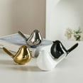 thumbnail image 3 of 2 Pcs Small Animal Statues, Cute Silver Fat Bird Modern Home Decorative,Statues Decor for Garden Living Room Bedroom Office, Wedding Decor, 3 of 5