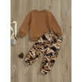 thumbnail image 4 of Wassery Little Girls 2Pcs Fall Outfits Set 1T 2T 3T 4T 5T 6T Toddler Kids Clothes Long Sleeve Letter Print Sweatshirt Tops Elastic Waist Camouflage Cargo Pants, 4 of 8