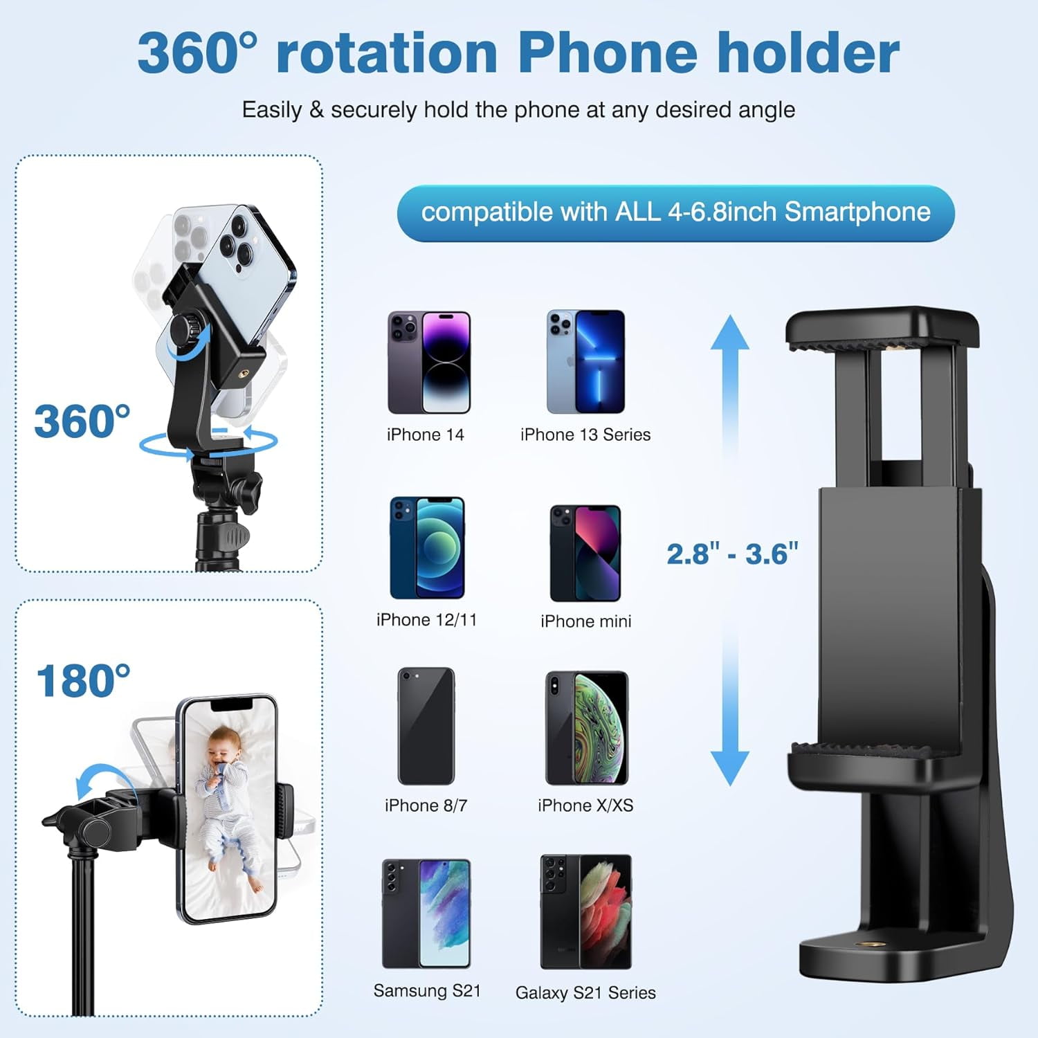 A house of tools 70" Phone Tripod with Remote & Holder, Portable Cell Phone Stand, Selfie Stick for Video Recording, Compatible with iPhone 14/13 Pro Max/Android/Camera
