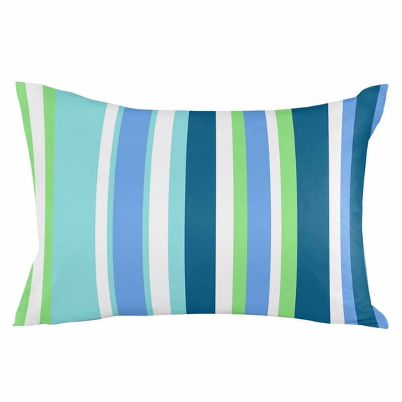 Outdoor Waterproof Throw Pillow Covers Set of 2 Blue Green Stripes Pillowcases Lumbar Outdoor Pillows Cushion Case 20x12 Inch Vertical Striped Lines Patio Pillows for Couch Sofa Bed Garden