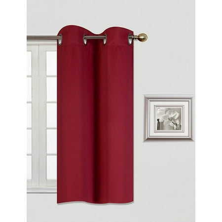 (K30) BURGUNDY 1 Panel Silver Grommets KITCHEN TIER Window Curtain 3 Layered Thermal Heavy Thick Insulated Blackout Drape Treatment Size 30