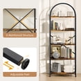 thumbnail image 3 of Walsunny 4-Tier Arched Bookshelf Industrial Open Storage Shelf, Display Bookshelves with Metal Frame, Rustic Wood Tall Bookcase for Living Room, Home Office, Brown, 3 of 9