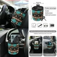 thumbnail image 5 of Renewold Car Seat Cover Set 15 Pack, with Steering Wheel Seat Belt Strap Rearview Mirror Cover Garbage Cans Air Vent Pouch Coasters Keychain Auto Interior Decor, Southwest American Tribal Teal Brown, 5 of 7