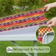 thumbnail image 6 of Colorful Geometric Pattern Square Fitted Tablecloth with Elastic Edge,Square Table Cover,Washable Elastic Table Cover for Home Kitchen Party Decor 34"x34", 6 of 6