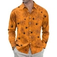 thumbnail image 2 of Domuza Mens Long Sleeve Button Down Shirts Halloween Spooky Funny Print Relaxed Fit T-Shirt Lightweight Casual Lapel Dress Shirts for Halloween Party Yellow L, 2 of 7