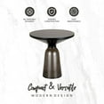 thumbnail image 5 of LeisureMod 19" Round End/Side Table with Sintered Stone Top and Black Powder-Coated Iron Rim Tempered Glass Pedestal Base No Assembly for Modern Home, Living Room Tully Collection in Grey/Black Stone, 5 of 10
