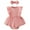 Pink, variant on Elippeo Baby Girl Summer 2Pcs Outfit 3 6 12 18 Months Solid Ribbed Ruffled Sleeveless Bow Romper Dress with Headband