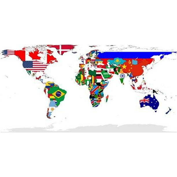 Country Flag World Map Glossy Poster Countries Globe Maps Wow-12 Inch ...