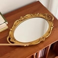 thumbnail image 6 of Uuiauoio Decorative Mirror Tray, Makeup Jewelry Perfume Organizer, Vintage Oval Display and Serving Tray for Bedroom Living-Room Dresser Decor (14.9”x 9”) (Oval), 6 of 7