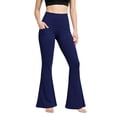 thumbnail image 3 of CFLVAEK Flare Leggings for Women with Pockets High Waisted Stretch Yoga Pants Comfort Soft Tummy Control Workout Leggings Gym Fitness Navy S, 3 of 9