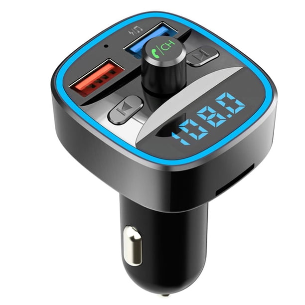 Adaptador De Coche Bluetooth 5 Multifunción 12-24V Pantalla Digital Cargador De Coche 18W Qc3.0 Carga Rápida Compatible Con Tarjeta Sd 32G / Disco U Llamada Manos Libres Inalámbrica Transmisor Fm Kearding VI009407-01