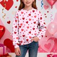 thumbnail image 3 of Girls Pink Heart Print Pullover Sweatshirt - Soft Stretch Crew Neck Long Sleeve for Kidss & Pre-Teens (2-14 Years),Size 11-12 T, 3 of 8