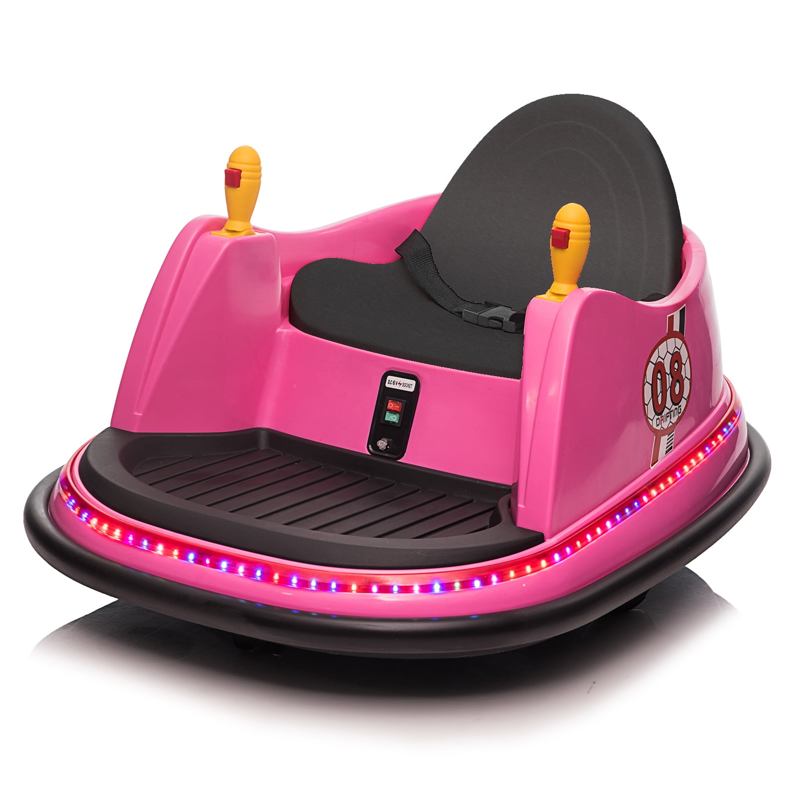 JOYMOR 6V Kids Bumper Car with Remote Control, 360 Spin Eletric Ride on for Boys Girl Pink