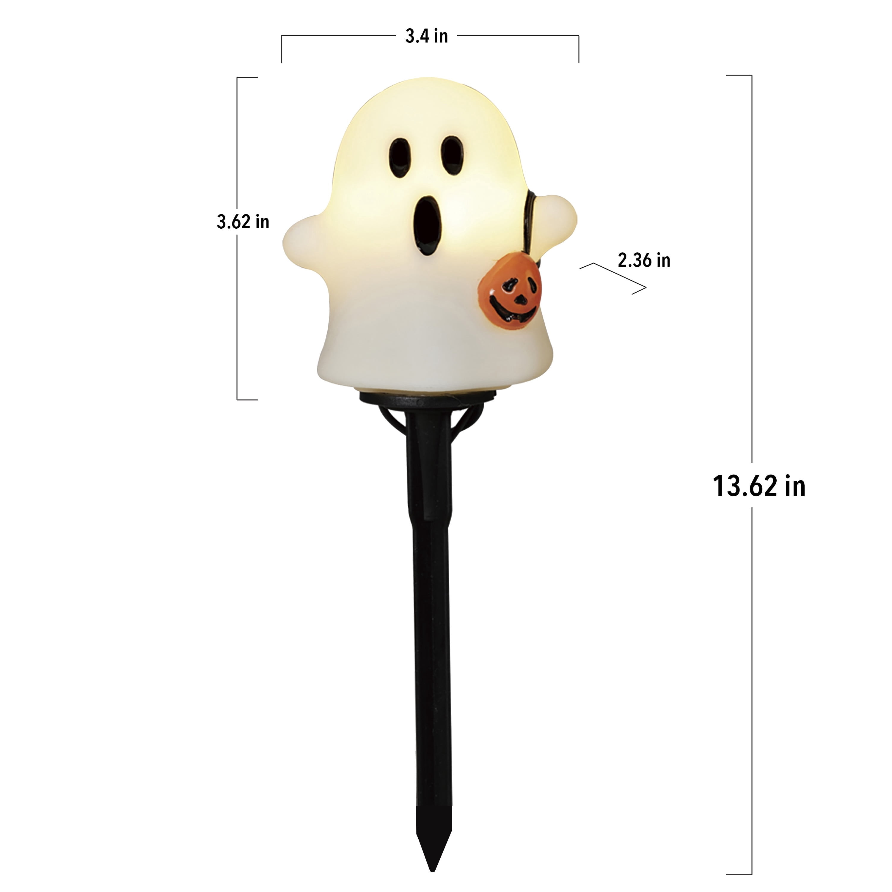 Outdoor LED Ghost Pathmarkers, White, 3', 3 Count, Halloween by Way To Celebrate