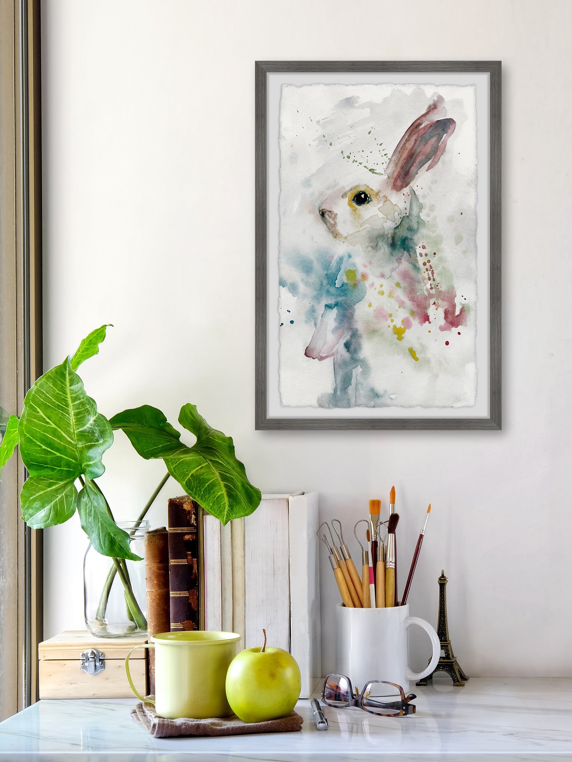 Parvez Taj Painted Bunny Framed Wall Art