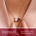 thumbnail image 4 of JeenMata 2.75 Carat January Birthstone Necklace - Pear Cut Two Stone Garnet & Cubic Zirconia Necklaces in 18K White Gold Plating Gift for Women, Mother, Her, 4 of 9