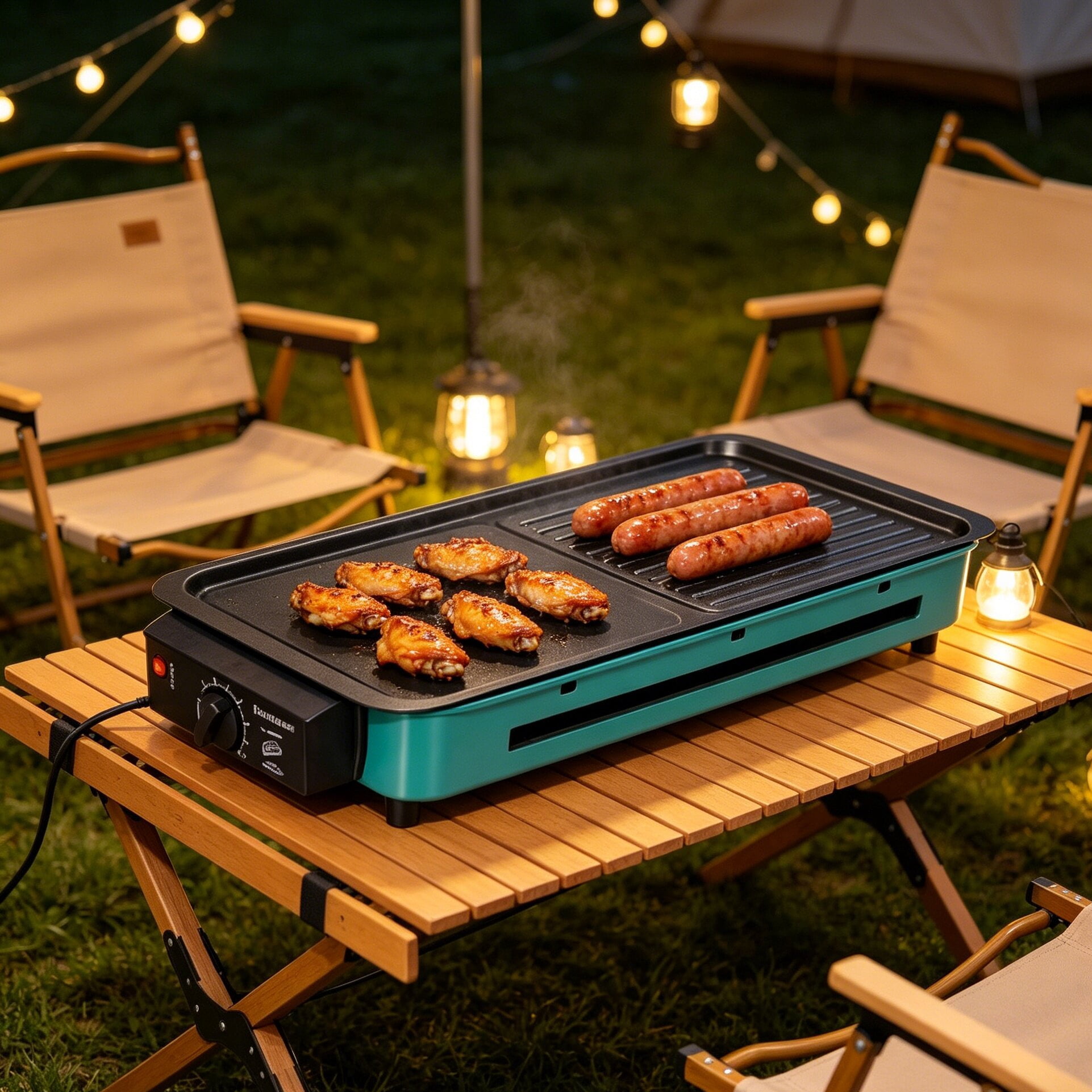 HIFOOD Indoor Electric Grill Griddle, 2-in-1 Non-Stick Cooking Plate, Adjustable Temp, Smokeless BBQ for Home Kitchen