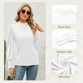 thumbnail image 5 of SWQZVT Womens Mock Neck Puff Long Sleeve Tops Casual Loose Solid Basic T Shirt Button Cuffs Pullovers Shirts Blouse, 5 of 6