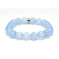 thumbnail image 2 of Natural Sky Blue Jade 10mm Round Shape Smooth Cut Beads Stretchable Bracelet for Men & Women., 2 of 2