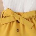 thumbnail image 5 of Sngxgn Toddler Girl's 2 Piece Button Front Long Sleeve Round Neck Jacket and Skirt Outfits Set(Yellow,110), 5 of 5