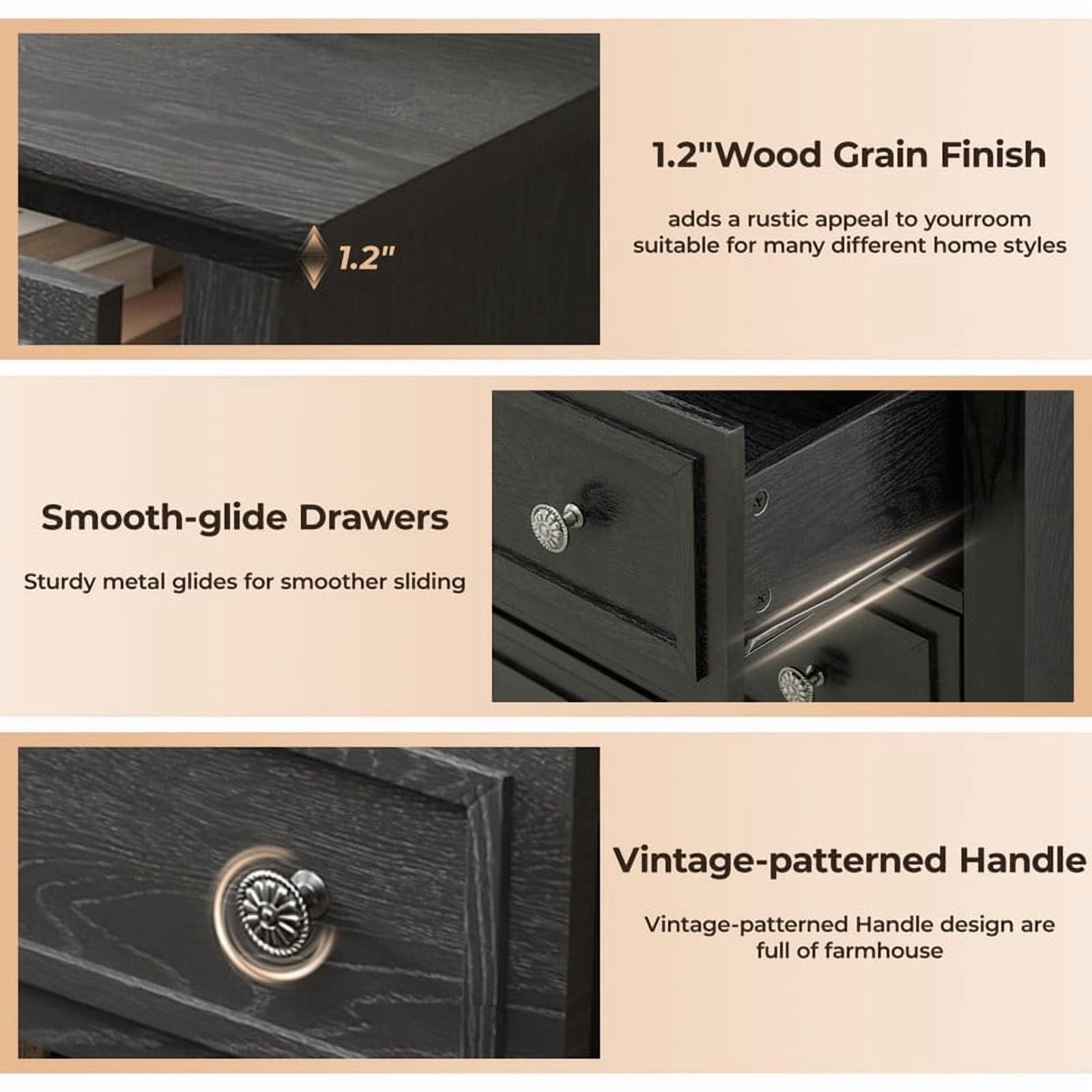TROPOW 5 Drawer Dresser for Bedroom, 48" Tall Wood Dresser & Chests of Drawers with Deep Drawers, Modern Chest Organizer with Metal Handles for Living Room, Hallway, Entryway