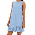 thumbnail image 2 of JoveMarine Cocktail Dresses for Women Color Vest Skirt - Ruffle Edge Sleeveless Flounce Hem Casual Summer Mini Dress with Cotton Blend,Sky Blue XL, 2 of 8