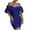 Blue, variant on IROINNID Summer Dresses for Women , Summer Slim Short Dress Short Sleeve and Off-The-Shoulder Soild Color Holiday Dresses