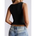 thumbnail image 3 of Women'S Sleeveless Square Neck Tank Top Double Layer Basic Crop Tops Summer Fitness Workout Casual Tops Black XL, 3 of 6