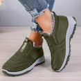 thumbnail image 3 of Rokment Womens Slip on Walking Snow Boots for Mom Seniors Cold Weather Non Slip Warm Fleece Lined Comfortable Nursing Work Winter Ankle Booties Green Size 6.5, 3 of 6