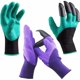 thumbnail image 1 of Guantes de jardín con garras en la mano derecha para cavar, palma y dedos de goma de látex duraderos, muñeca de punto ceñido, ajuste ceñido Agarre de punto, 2 pares verde y morado para jardinero, 1 of 4