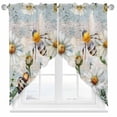 thumbnail image 2 of Retro Farmhouse Swag Curtain Valance for Windows, Flower Plant Daisy Bee Blue Wood Grain Window Treatments Short Swag Topper for Kitchen Windows Bathroom Bedroom, 28"x36", 2 of 8