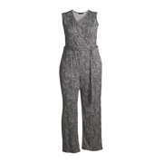 Rachel Rachel Women's Plus Size Sleeveless Surplice Jumpsuit with Bias Tie Self Belt and Pockets