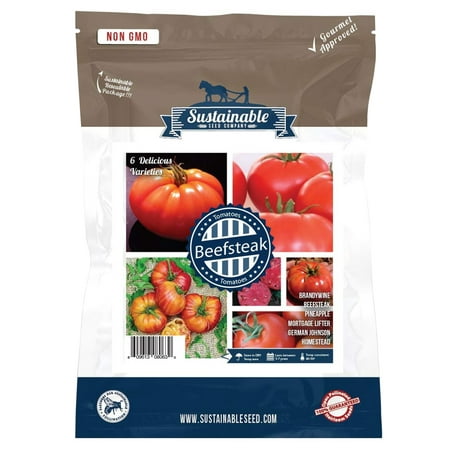 Best Beefsteak Tomato Seed Collection - 6 Variety Pack - Non-GMO Heirloom Beef Steak Tomato Seeds for Planting by Sustainable Seed Company (Collection (Best Grass Seed On The Market)