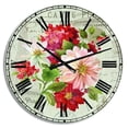 thumbnail image 1 of Designart 'fleurs Peintes Rouges sur Carte Postale Vintage Ii Horloge Murale de Ferme, 1 of 4