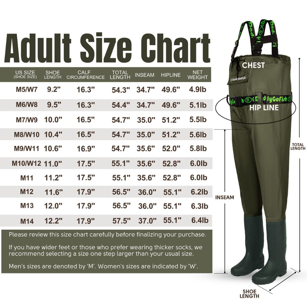 DaddyGoFish Chest Waders for Kids and Adults, Fishing and Hunting