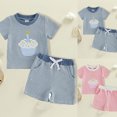 thumbnail image 5 of Mnyotv Summer Birthday Outfits for Kids Cartoon Printed Short Sleeve Tops and Drawstring Shorts with Pockets Size 6-12 Months, 5 of 5