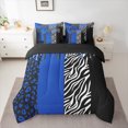 thumbnail image 2 of Homewish Cheetah Leopard Print Twin Bedding Sets 7-Piece for Girl, Black Blue Zebra Animal Bedding Comforter Set, Stripes Abstract Reversible Sheet Sets, Super Cozy Room Decor, 2 of 7