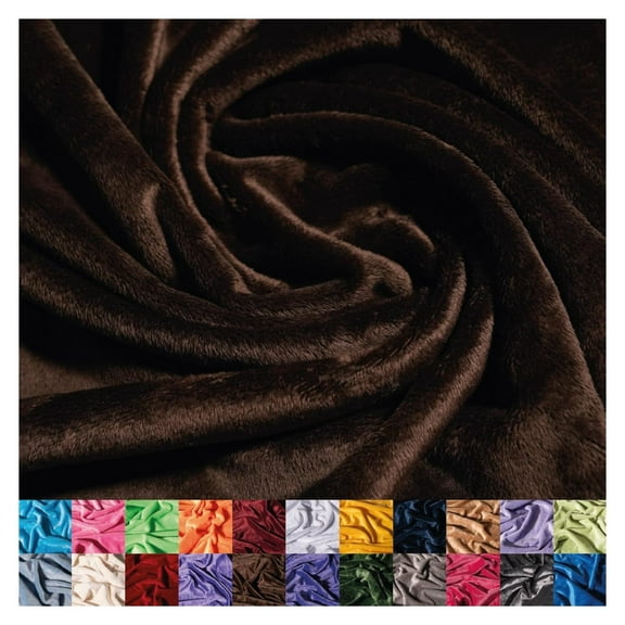 Solid Minky Fabric by The Yard - Soft, Smooth and Luxury 58/60" Extra Wide Brown Minky Fabric for Blankets, Apparel, Baby Accessories, Throws, Pillows & More - Brown - 3 Yards