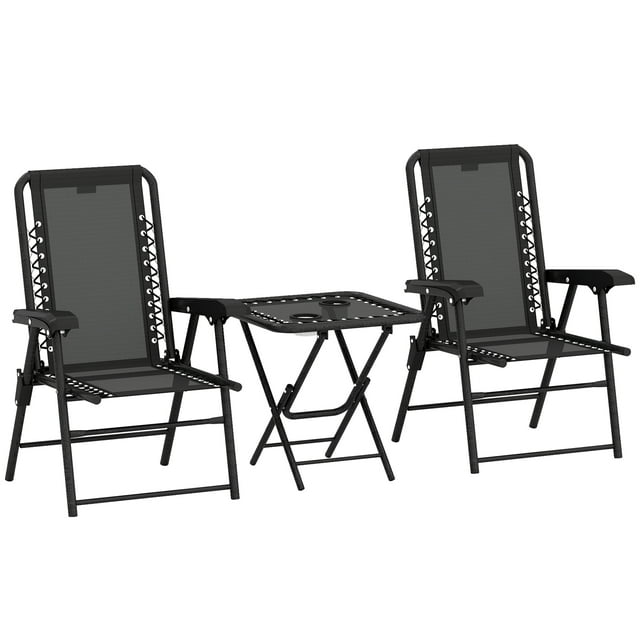 Outsunny 3 Pieces Patio Bistro Set, Outdoor Folding Chairs & Table Set