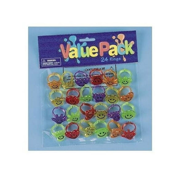 Glitter Smile Face Rings (4Dz) - Jewelry - 48 Pieces
