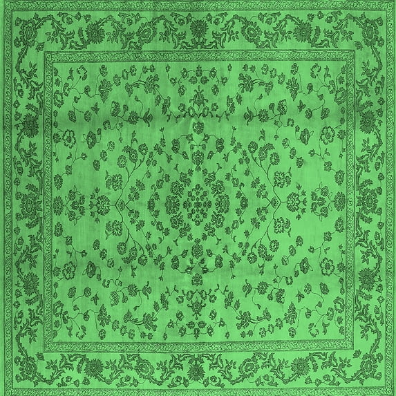 Ahgly Company Indoor Square Oriental Emerald Green Industrial Area Rugs, 4' Square