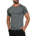 thumbnail image 4 of INSPIRE CHIC Men's Workout Stretch Crew Neck Short Sleeve Sport Running T-Shirts L Gray, 4 of 6